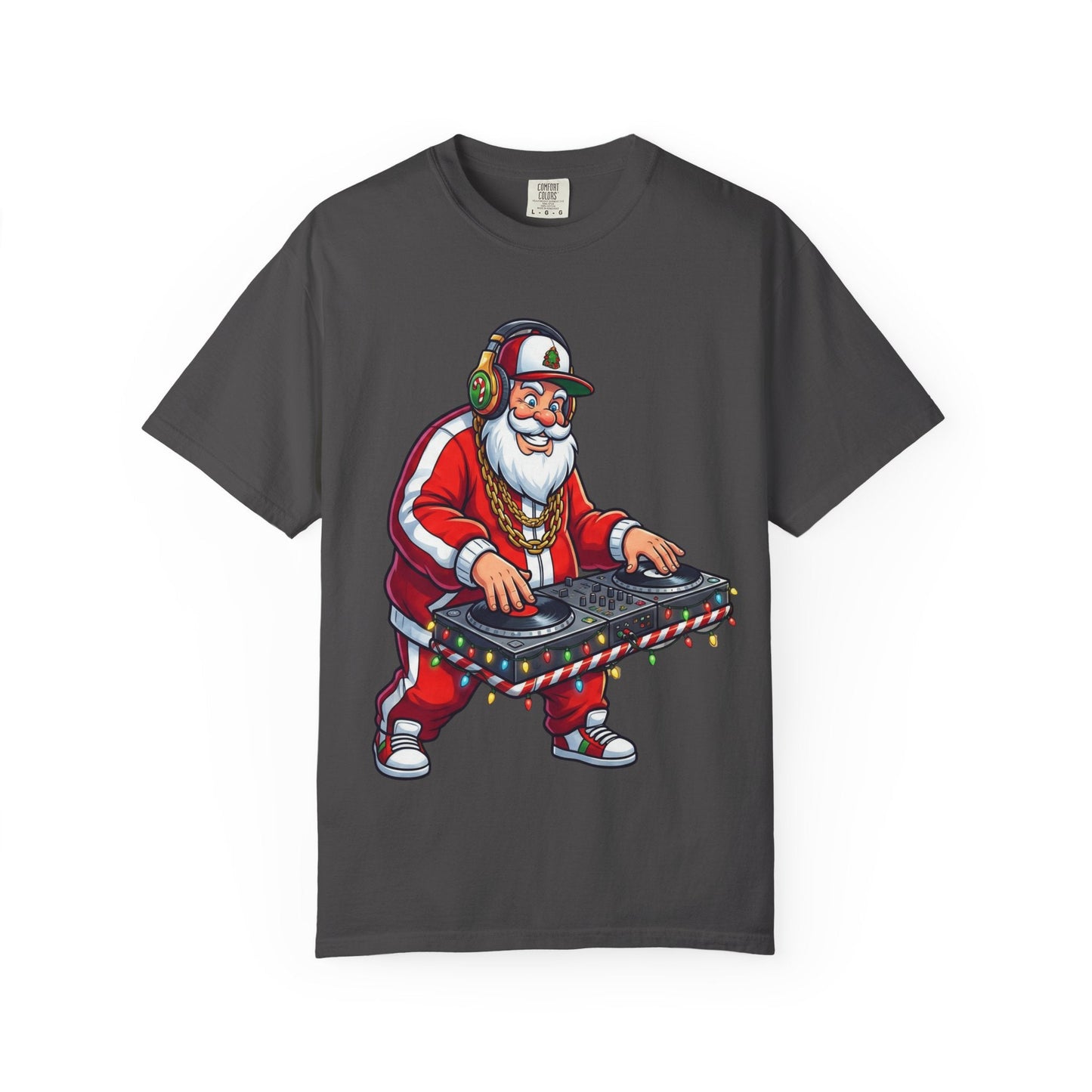 Santa Spins the Beats: Holiday Hip - Hop Remix, Urban Christmas VibesT-Shirt – Custom T-Shirt by PixelCraft360, unique decoration for events and special gifts