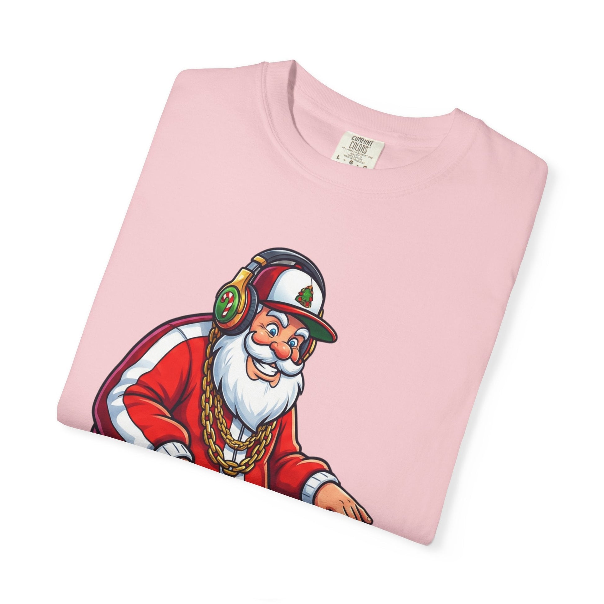 Santa Spins the Beats: Holiday Hip - Hop Remix, Urban Christmas VibesT-Shirt – Custom T-Shirt by PixelCraft360, unique decoration for events and special gifts