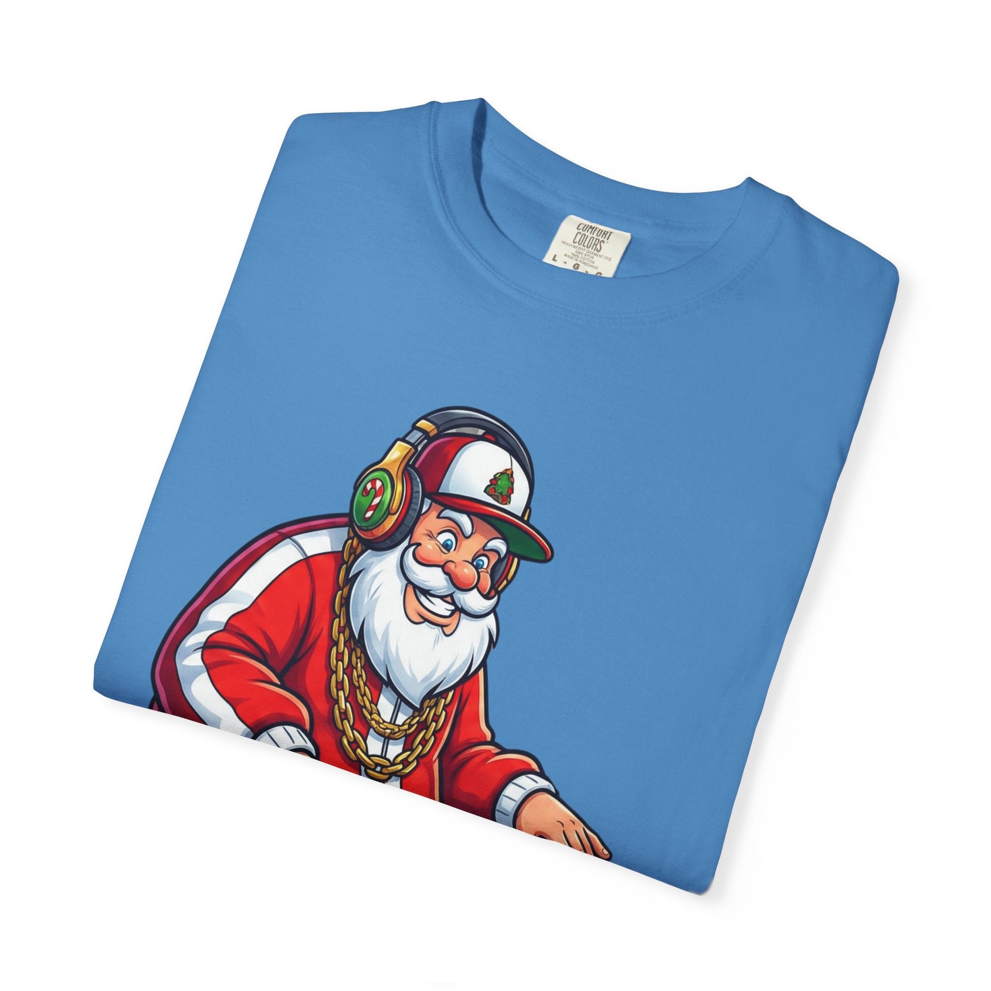 Santa Spins the Beats: Holiday Hip - Hop Remix, Urban Christmas VibesT-Shirt – Custom T-Shirt by PixelCraft360, unique decoration for events and special gifts