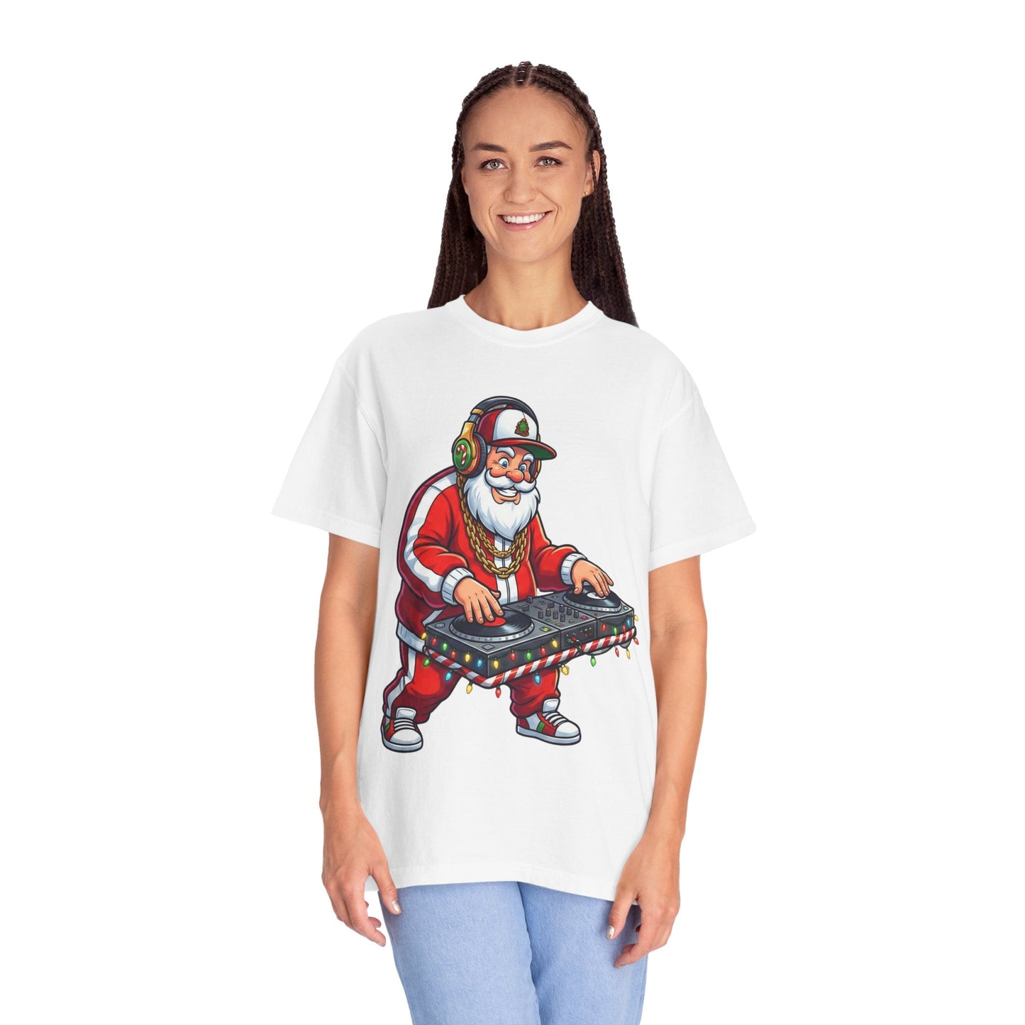 Santa Spins the Beats: Holiday Hip - Hop Remix, Urban Christmas VibesT-Shirt – Custom T-Shirt by PixelCraft360, unique decoration for events and special gifts