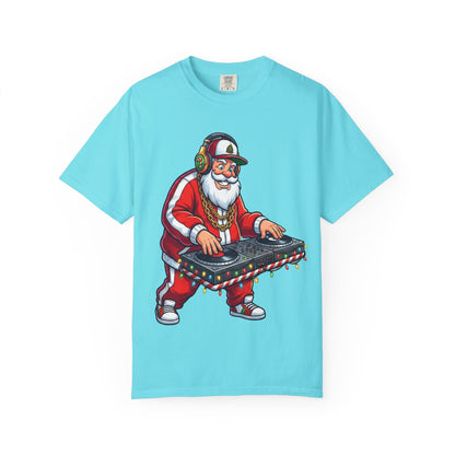 Santa Spins the Beats: Holiday Hip - Hop Remix, Urban Christmas VibesT-Shirt – Custom T-Shirt by PixelCraft360, unique decoration for events and special gifts