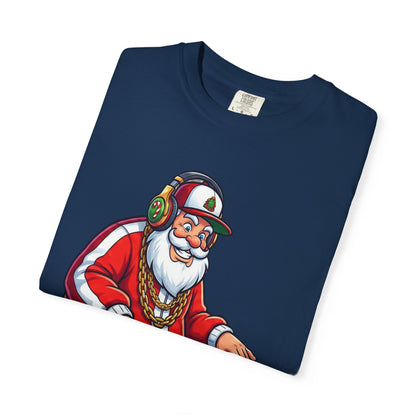 Santa Spins the Beats: Holiday Hip - Hop Remix, Urban Christmas VibesT-Shirt – Custom T-Shirt by PixelCraft360, unique decoration for events and special gifts