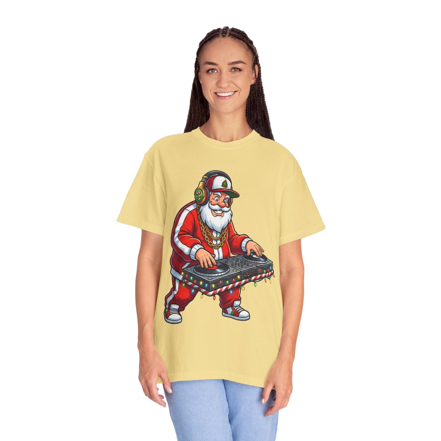 Santa Spins the Beats: Holiday Hip - Hop Remix, Urban Christmas VibesT-Shirt – Custom T-Shirt by PixelCraft360, unique decoration for events and special gifts