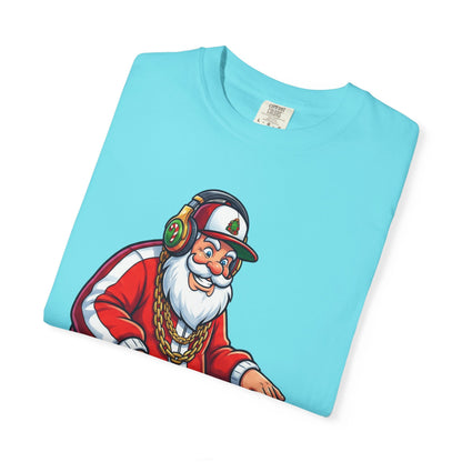 Santa Spins the Beats: Holiday Hip - Hop Remix, Urban Christmas VibesT-Shirt – Custom T-Shirt by PixelCraft360, unique decoration for events and special gifts