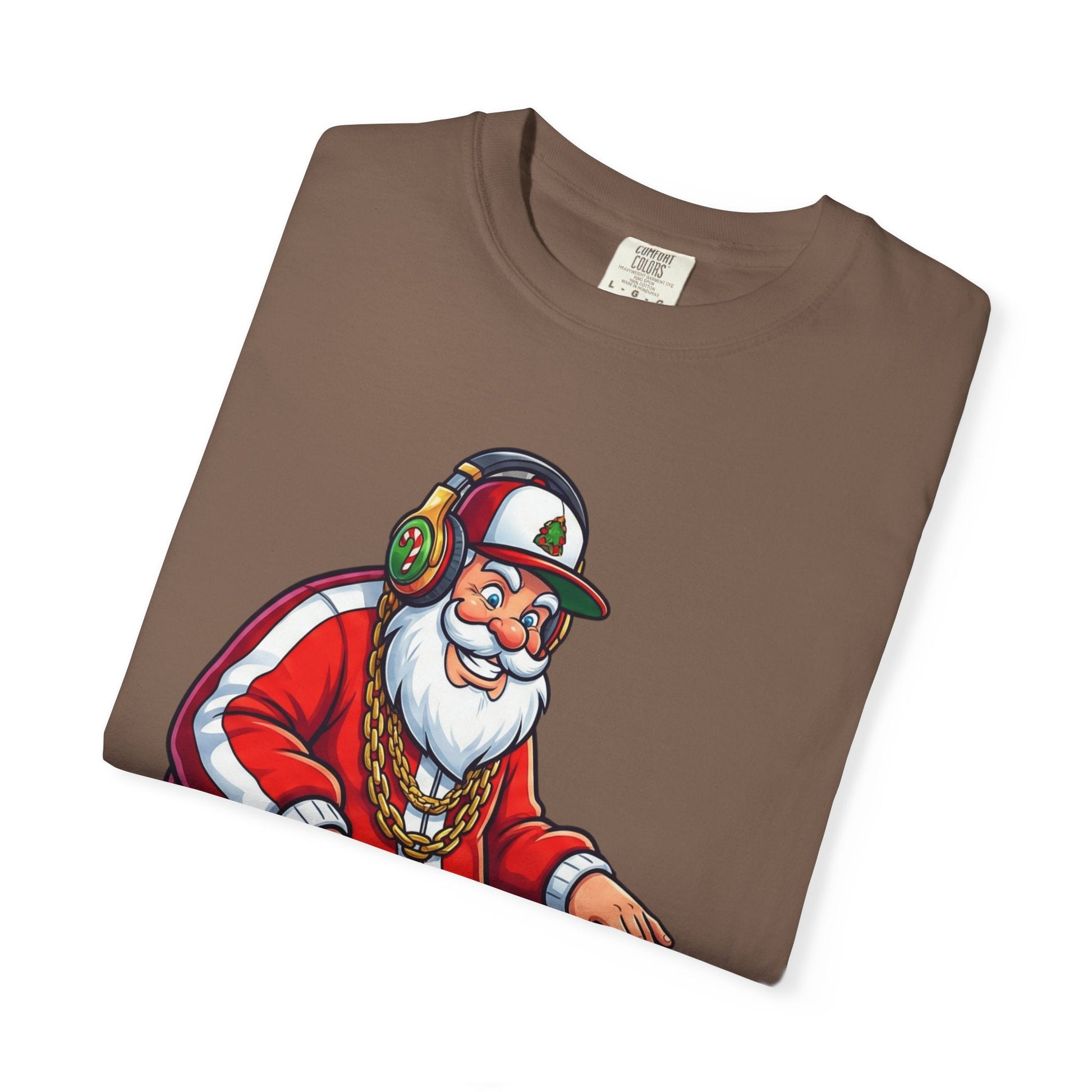 Santa Spins the Beats: Holiday Hip - Hop Remix, Urban Christmas VibesT-Shirt – Custom T-Shirt by PixelCraft360, unique decoration for events and special gifts