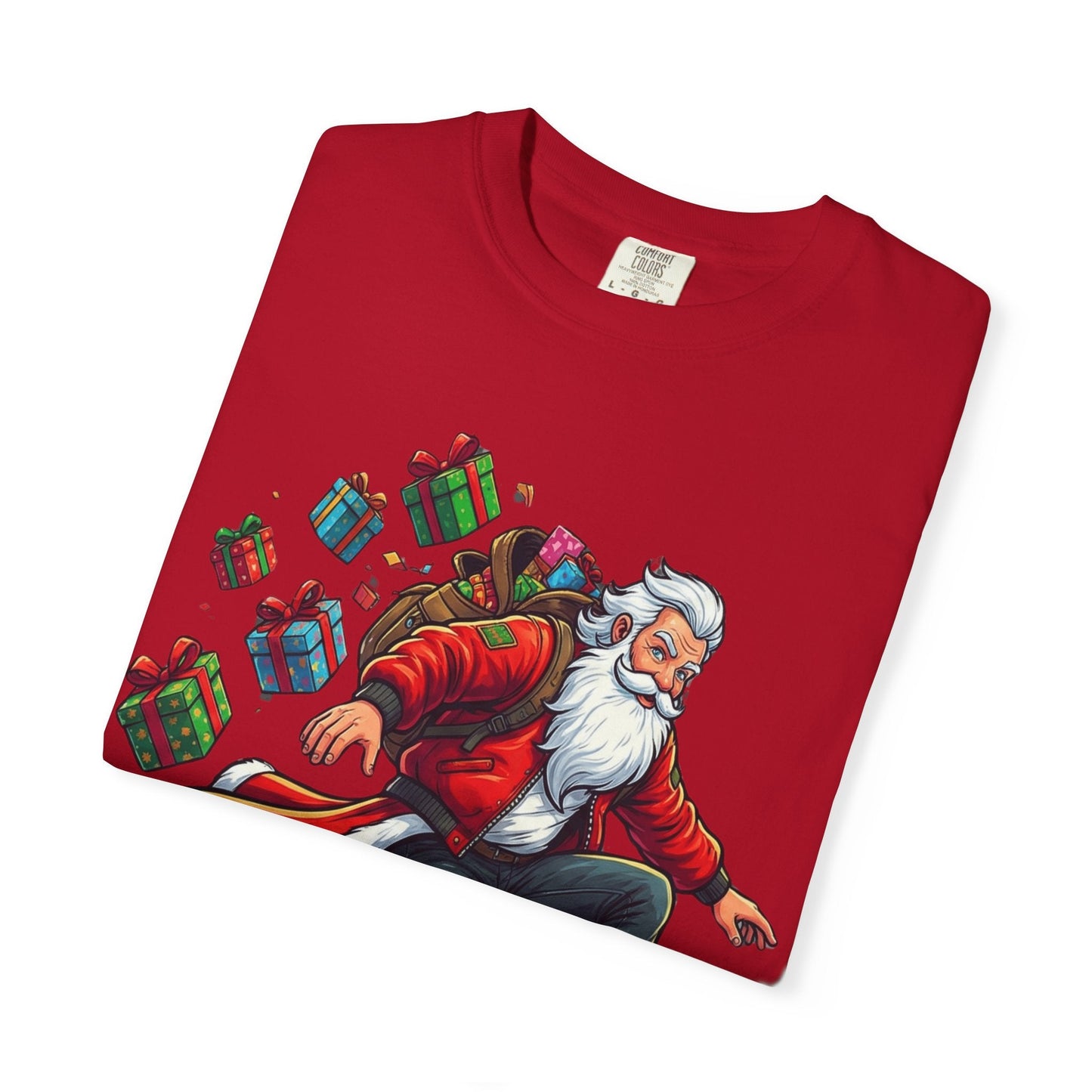 Santa's Radical Ride: Festive Street Style, Holiday Skateboard Adventure T-shirt – Custom T-Shirt by PixelCraft360, unique decoration for events and special gifts