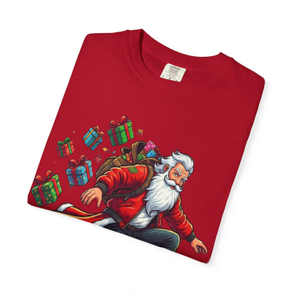 Santa's Radical Ride: Festive Street Style, Holiday Skateboard Adventure T-shirt – Custom T-Shirt by PixelCraft360, unique decoration for events and special gifts