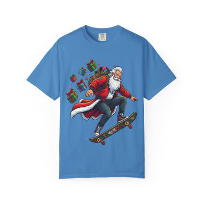 Santa's Radical Ride: Festive Street Style, Holiday Skateboard Adventure T-shirt – Custom T-Shirt by PixelCraft360, unique decoration for events and special gifts