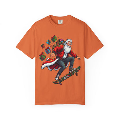 Santa's Radical Ride: Festive Street Style, Holiday Skateboard Adventure T-shirt – Custom T-Shirt by PixelCraft360, unique decoration for events and special gifts