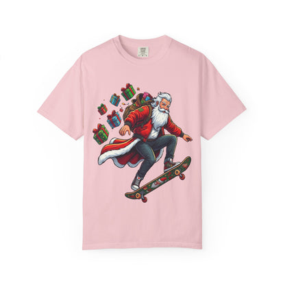 Santa's Radical Ride: Festive Street Style, Holiday Skateboard Adventure T-shirt – Custom T-Shirt by PixelCraft360, unique decoration for events and special gifts