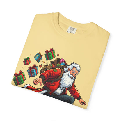 Santa's Radical Ride: Festive Street Style, Holiday Skateboard Adventure T-shirt – Custom T-Shirt by PixelCraft360, unique decoration for events and special gifts