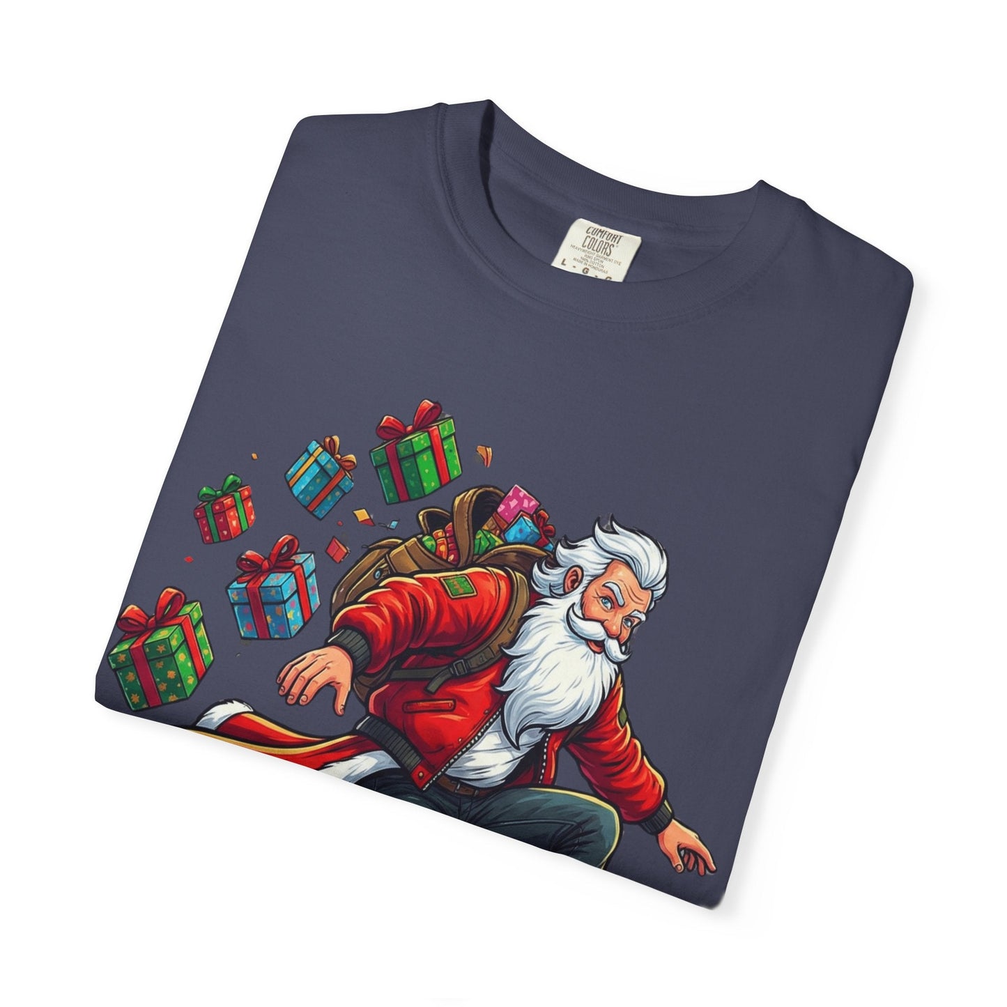 Santa's Radical Ride: Festive Street Style, Holiday Skateboard Adventure T-shirt – Custom T-Shirt by PixelCraft360, unique decoration for events and special gifts