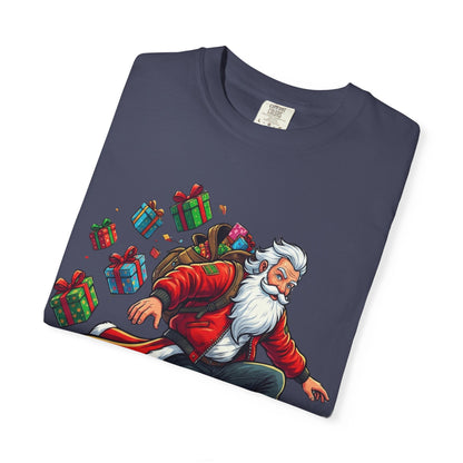 Santa's Radical Ride: Festive Street Style, Holiday Skateboard Adventure T-shirt – Custom T-Shirt by PixelCraft360, unique decoration for events and special gifts