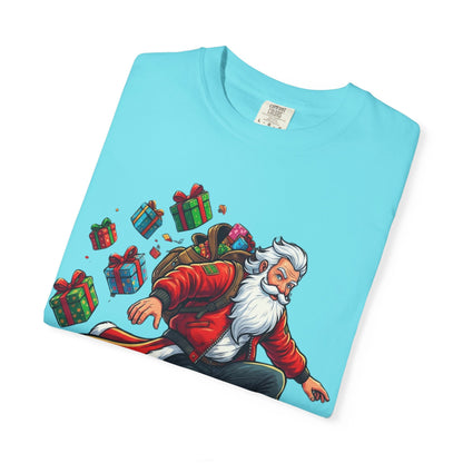 Santa's Radical Ride: Festive Street Style, Holiday Skateboard Adventure T-shirt – Custom T-Shirt by PixelCraft360, unique decoration for events and special gifts