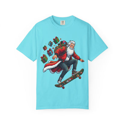 Santa's Radical Ride: Festive Street Style, Holiday Skateboard Adventure T-shirt – Custom T-Shirt by PixelCraft360, unique decoration for events and special gifts