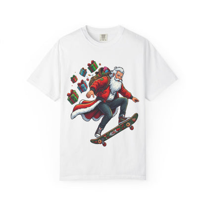 Santa's Radical Ride: Festive Street Style, Holiday Skateboard Adventure T-shirt – Custom T-Shirt by PixelCraft360, unique decoration for events and special gifts