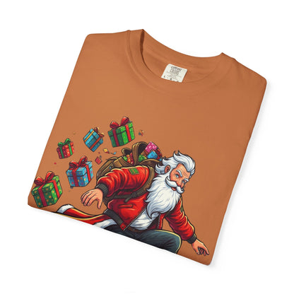 Santa's Radical Ride: Festive Street Style, Holiday Skateboard Adventure T-shirt – Custom T-Shirt by PixelCraft360, unique decoration for events and special gifts