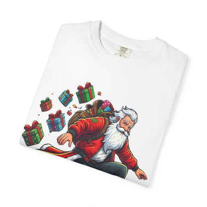 Santa's Radical Ride: Festive Street Style, Holiday Skateboard Adventure T-shirt – Custom T-Shirt by PixelCraft360, unique decoration for events and special gifts
