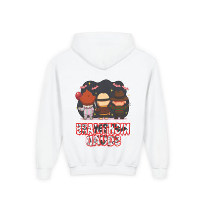 Spooky Kids’ Hoodie | Youth Heavy Blend™ Halloween Sweatshirt | Cozy Fleece, Front & Back Print, Trick - or - Treat Outfit, Horror Fan Gift – Custom Kids clothes by PixelCraft360, unique decoration for events and special gifts