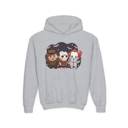 Spooky Kids’ Hoodie | Youth Heavy Blend™ Halloween Sweatshirt | Cozy Fleece, Front & Back Print, Trick - or - Treat Outfit, Horror Fan Gift – Custom Kids clothes by PixelCraft360, unique decoration for events and special gifts
