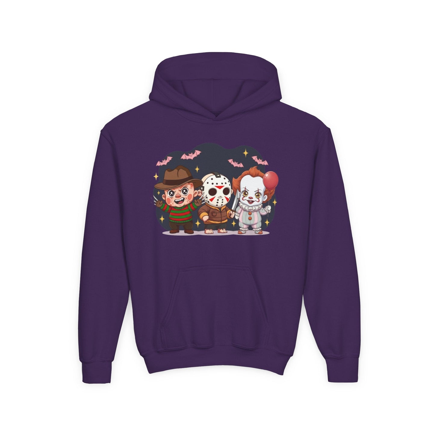 Spooky Kids’ Hoodie | Youth Heavy Blend™ Halloween Sweatshirt | Cozy Fleece, Front & Back Print, Trick - or - Treat Outfit, Horror Fan Gift – Custom Kids clothes by PixelCraft360, unique decoration for events and special gifts