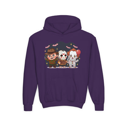 Spooky Kids’ Hoodie | Youth Heavy Blend™ Halloween Sweatshirt | Cozy Fleece, Front & Back Print, Trick - or - Treat Outfit, Horror Fan Gift – Custom Kids clothes by PixelCraft360, unique decoration for events and special gifts