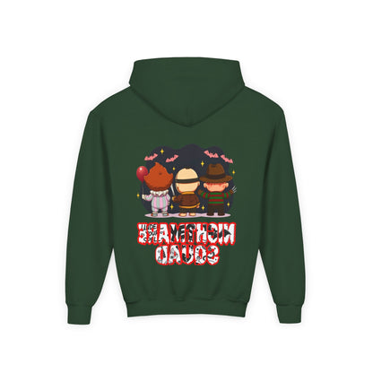 Spooky Kids’ Hoodie | Youth Heavy Blend™ Halloween Sweatshirt | Cozy Fleece, Front & Back Print, Trick - or - Treat Outfit, Horror Fan Gift – Custom Kids clothes by PixelCraft360, unique decoration for events and special gifts
