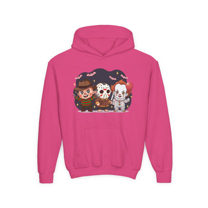 Spooky Kids’ Hoodie | Youth Heavy Blend™ Halloween Sweatshirt | Cozy Fleece, Front & Back Print, Trick - or - Treat Outfit, Horror Fan Gift – Custom Kids clothes by PixelCraft360, unique decoration for events and special gifts