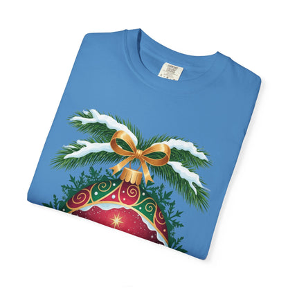 Winter's Enchantment: Festive Ornamental Landscape, Holiday Heirloom Artistry T-shirt – Custom T-Shirt by PixelCraft360, unique decoration for events and special gifts