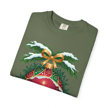 Winter's Enchantment: Festive Ornamental Landscape, Holiday Heirloom Artistry T-shirt – Custom T-Shirt by PixelCraft360, unique decoration for events and special gifts