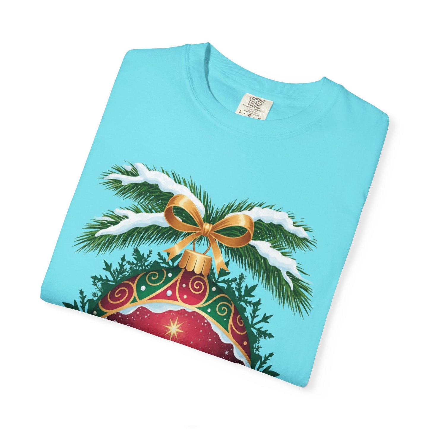 Winter's Enchantment: Festive Ornamental Landscape, Holiday Heirloom Artistry T-shirt – Custom T-Shirt by PixelCraft360, unique decoration for events and special gifts