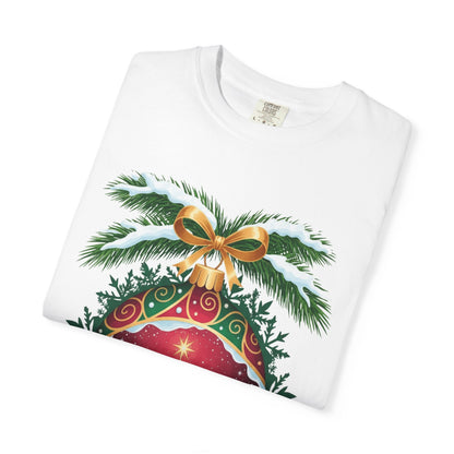 Winter's Enchantment: Festive Ornamental Landscape, Holiday Heirloom Artistry T-shirt – Custom T-Shirt by PixelCraft360, unique decoration for events and special gifts