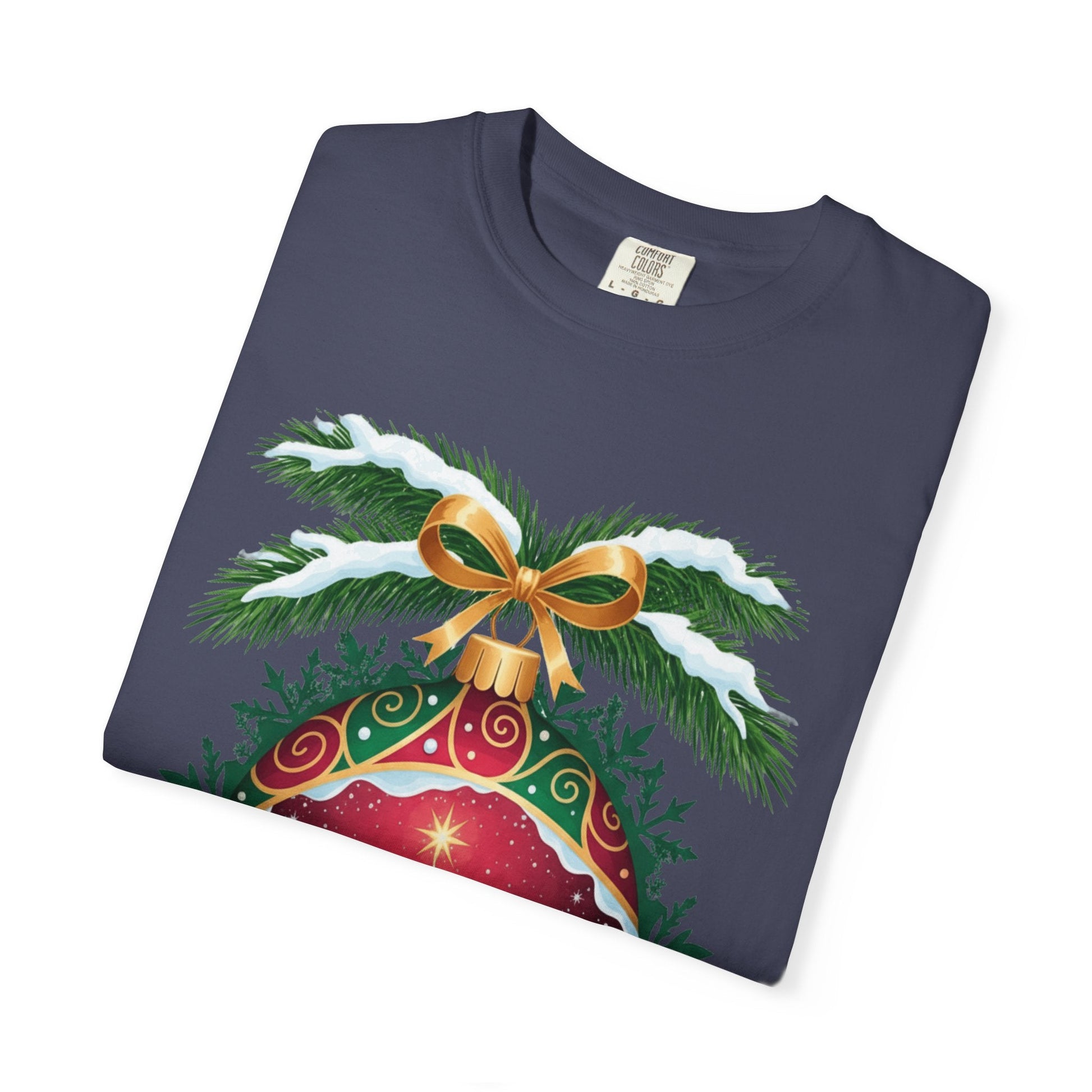Winter's Enchantment: Festive Ornamental Landscape, Holiday Heirloom Artistry T-shirt – Custom T-Shirt by PixelCraft360, unique decoration for events and special gifts