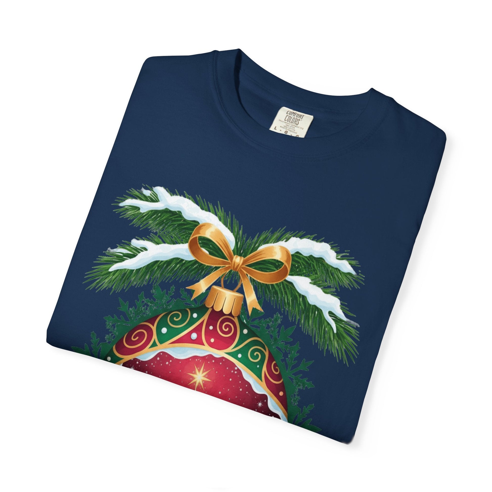 Winter's Enchantment: Festive Ornamental Landscape, Holiday Heirloom Artistry T-shirt – Custom T-Shirt by PixelCraft360, unique decoration for events and special gifts