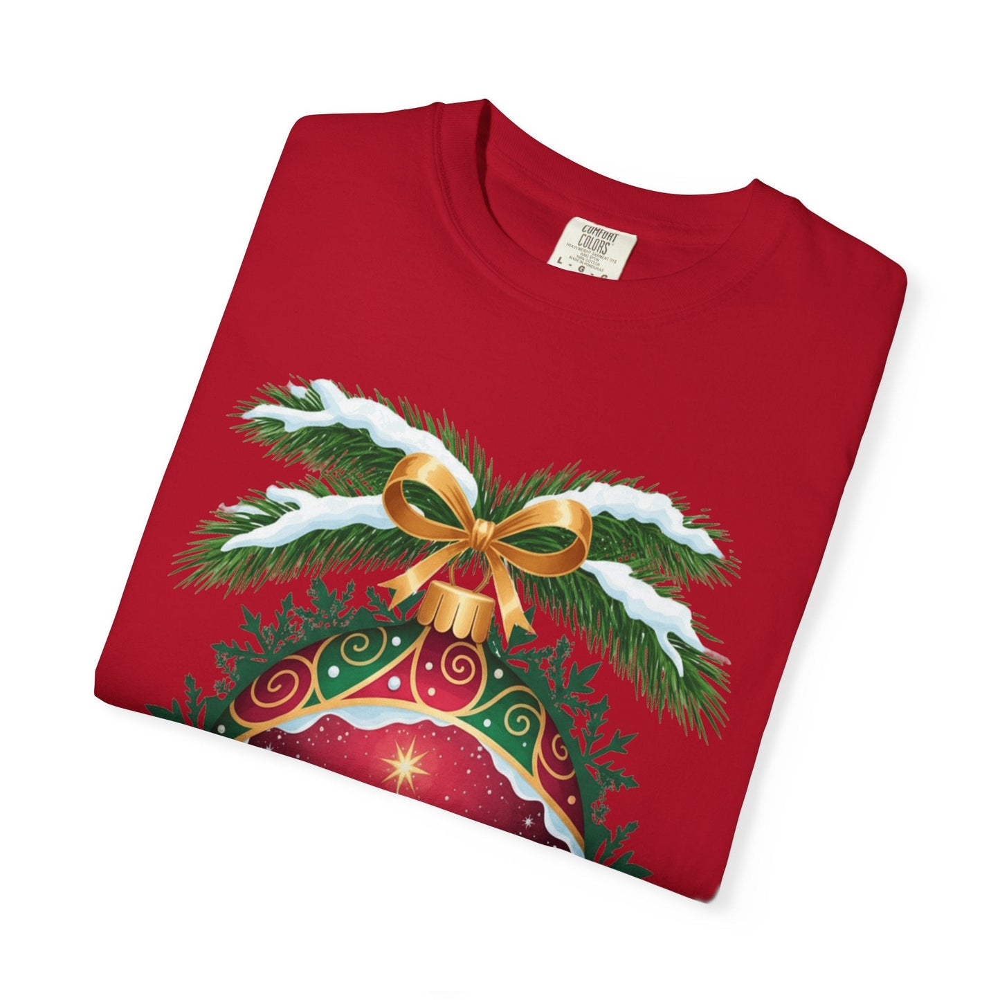 Winter's Enchantment: Festive Ornamental Landscape, Holiday Heirloom Artistry T-shirt – Custom T-Shirt by PixelCraft360, unique decoration for events and special gifts