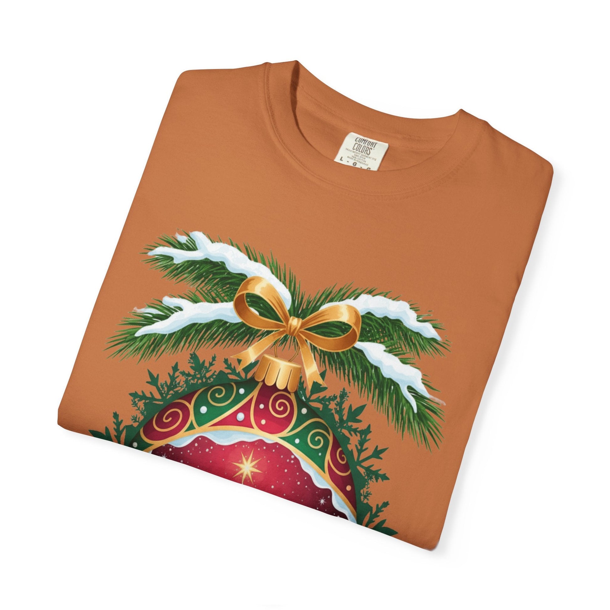Winter's Enchantment: Festive Ornamental Landscape, Holiday Heirloom Artistry T-shirt – Custom T-Shirt by PixelCraft360, unique decoration for events and special gifts