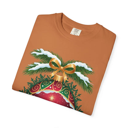 Winter's Enchantment: Festive Ornamental Landscape, Holiday Heirloom Artistry T-shirt – Custom T-Shirt by PixelCraft360, unique decoration for events and special gifts