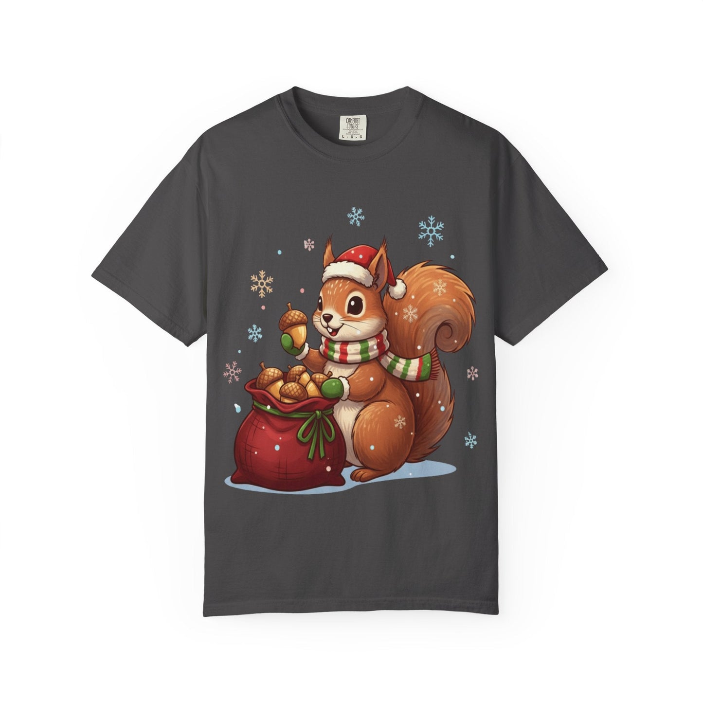Winter's Whimsy: Festive Woodland Critter, Holiday Cartoon Digital Art T-shirt – Custom T-Shirt by PixelCraft360, unique decoration for events and special gifts