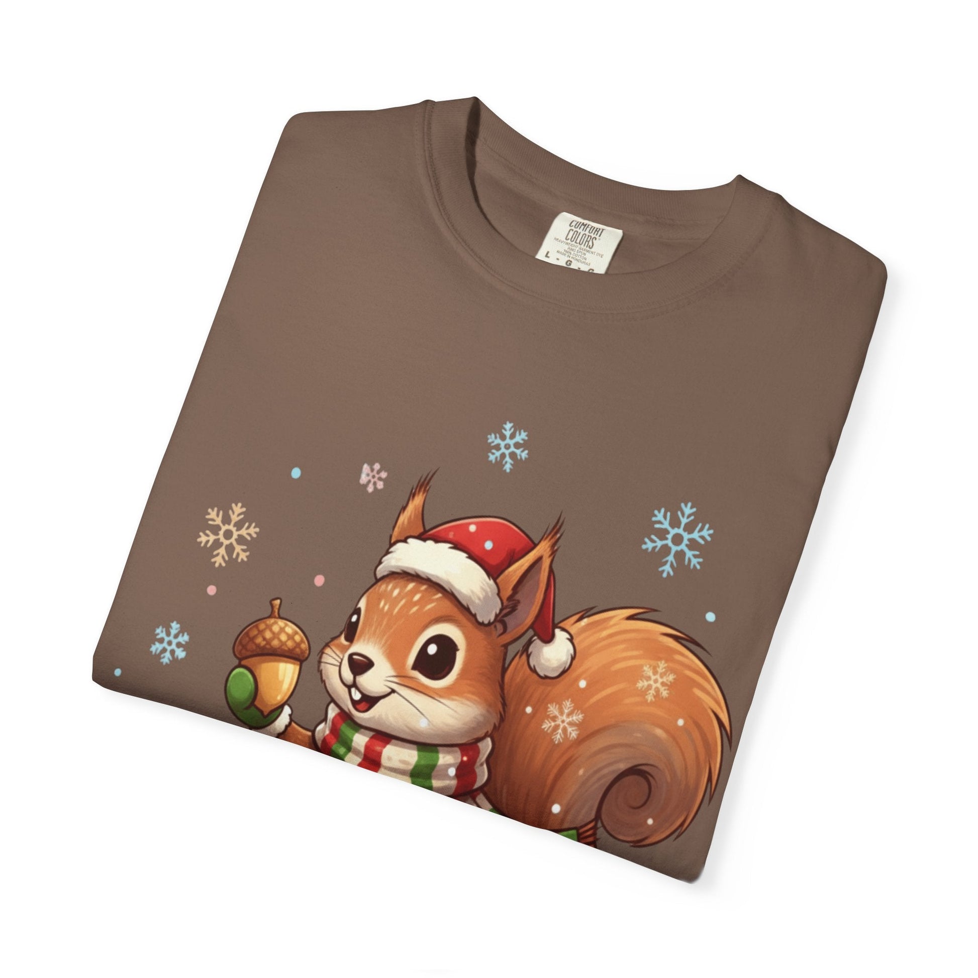 Winter's Whimsy: Festive Woodland Critter, Holiday Cartoon Digital Art T-shirt – Custom T-Shirt by PixelCraft360, unique decoration for events and special gifts