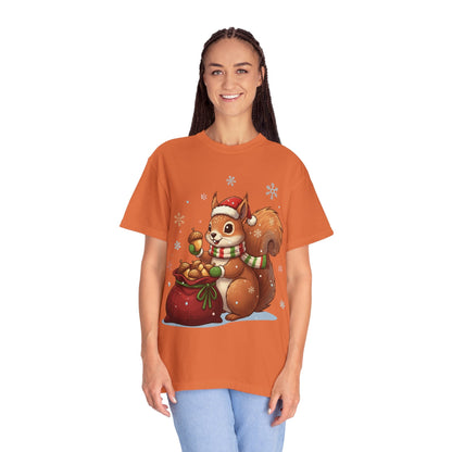 Winter's Whimsy: Festive Woodland Critter, Holiday Cartoon Digital Art T-shirt – Custom T-Shirt by PixelCraft360, unique decoration for events and special gifts