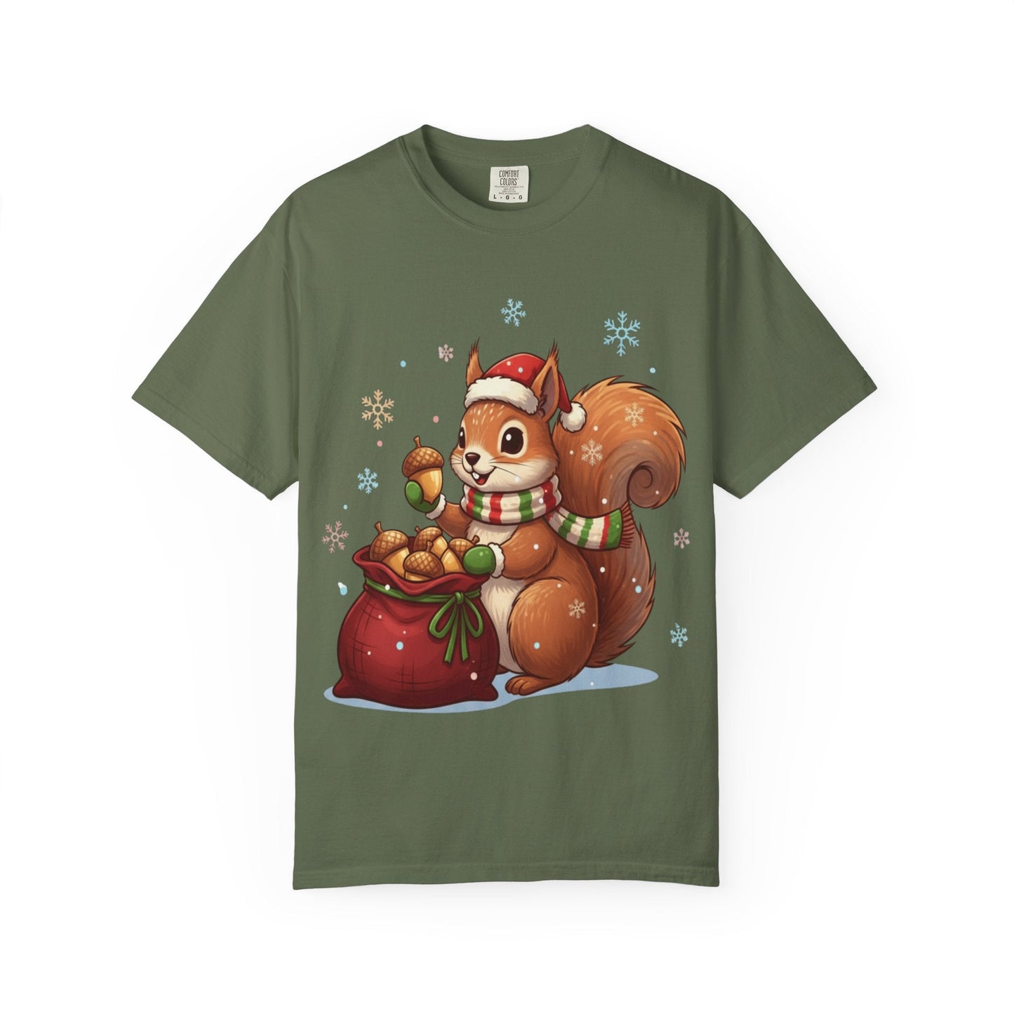 Winter's Whimsy: Festive Woodland Critter, Holiday Cartoon Digital Art T-shirt – Custom T-Shirt by PixelCraft360, unique decoration for events and special gifts