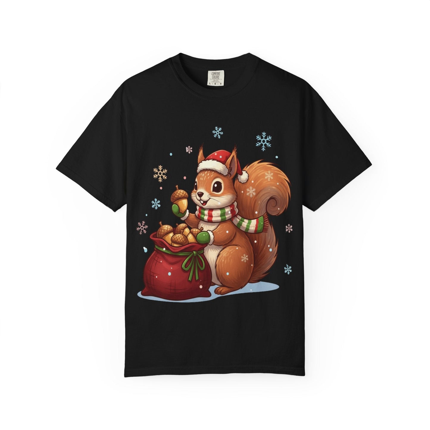 Winter's Whimsy: Festive Woodland Critter, Holiday Cartoon Digital Art T-shirt – Custom T-Shirt by PixelCraft360, unique decoration for events and special gifts