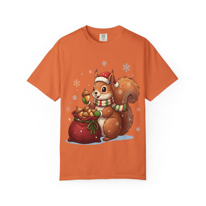 Winter's Whimsy: Festive Woodland Critter, Holiday Cartoon Digital Art T-shirt – Custom T-Shirt by PixelCraft360, unique decoration for events and special gifts