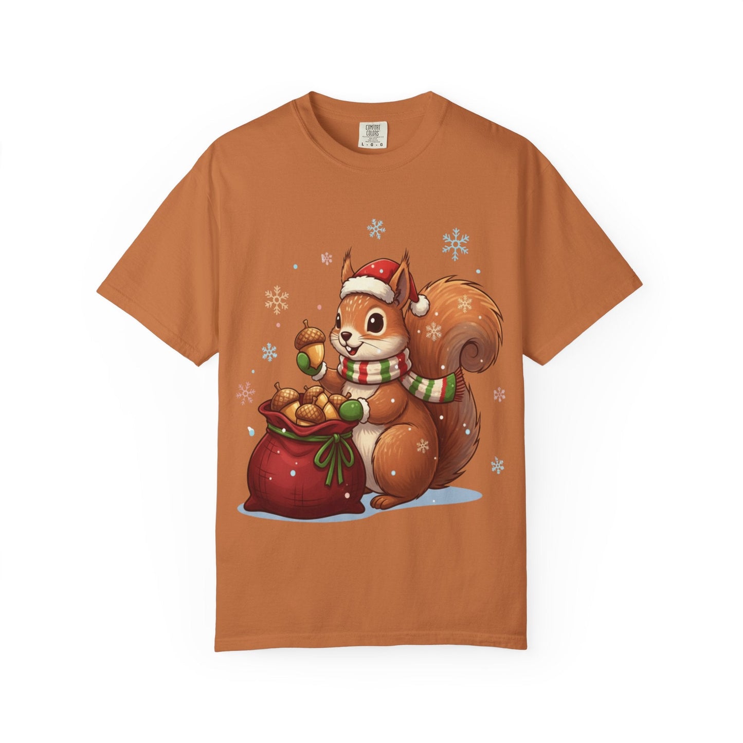 Winter's Whimsy: Festive Woodland Critter, Holiday Cartoon Digital Art T-shirt – Custom T-Shirt by PixelCraft360, unique decoration for events and special gifts