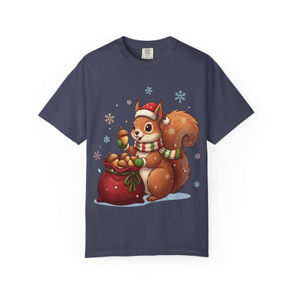 Winter's Whimsy: Festive Woodland Critter, Holiday Cartoon Digital Art T-shirt – Custom T-Shirt by PixelCraft360, unique decoration for events and special gifts