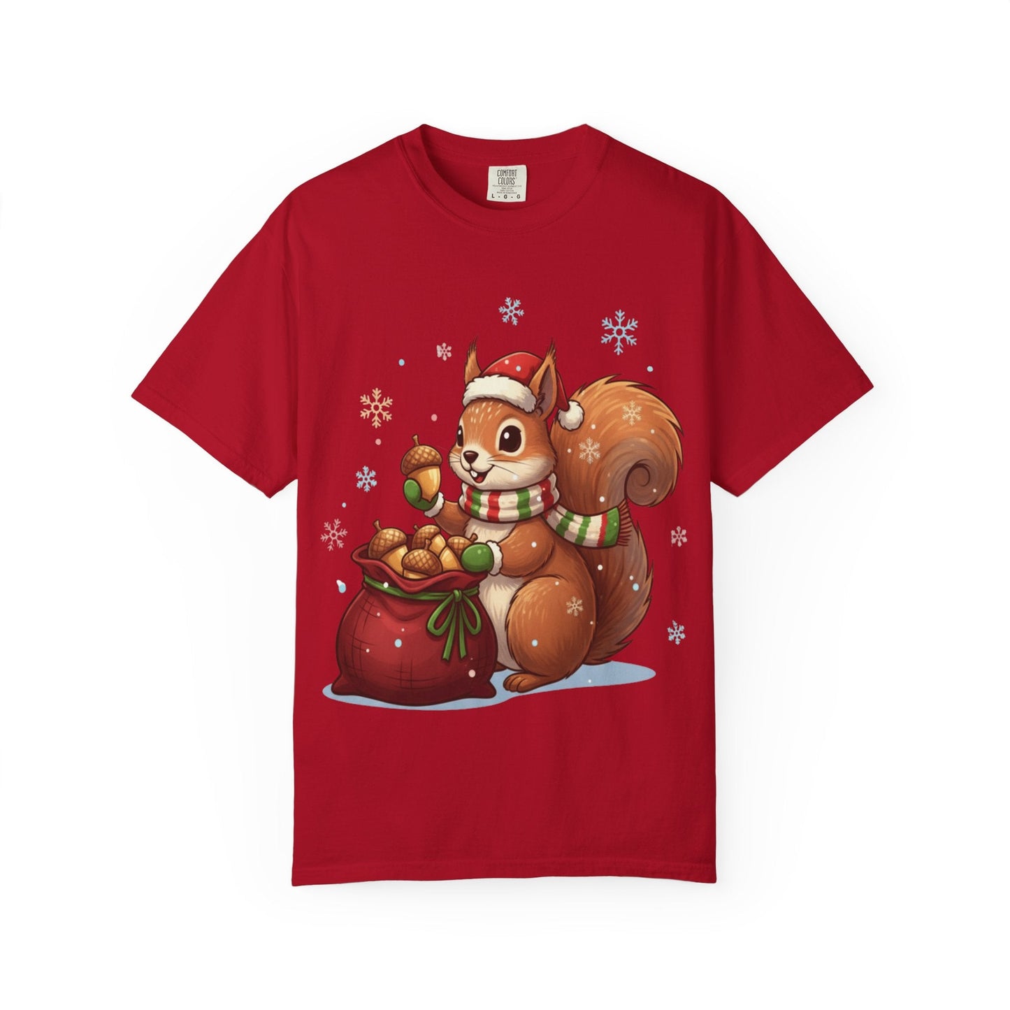 Winter's Whimsy: Festive Woodland Critter, Holiday Cartoon Digital Art T-shirt – Custom T-Shirt by PixelCraft360, unique decoration for events and special gifts