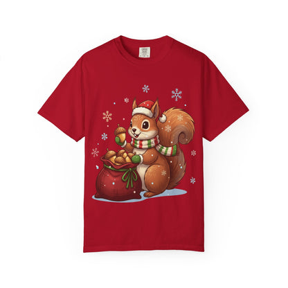Winter's Whimsy: Festive Woodland Critter, Holiday Cartoon Digital Art T-shirt – Custom T-Shirt by PixelCraft360, unique decoration for events and special gifts