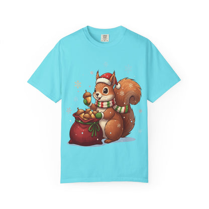 Winter's Whimsy: Festive Woodland Critter, Holiday Cartoon Digital Art T-shirt – Custom T-Shirt by PixelCraft360, unique decoration for events and special gifts