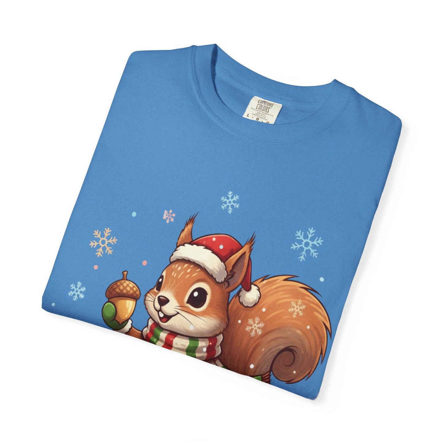 Winter's Whimsy: Festive Woodland Critter, Holiday Cartoon Digital Art T-shirt – Custom T-Shirt by PixelCraft360, unique decoration for events and special gifts