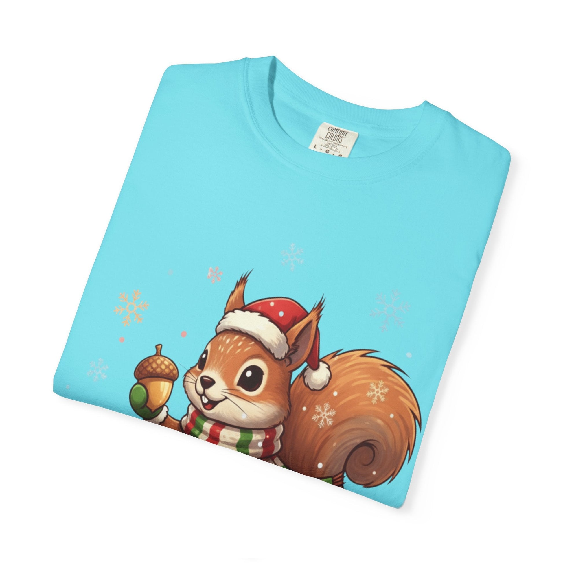 Winter's Whimsy: Festive Woodland Critter, Holiday Cartoon Digital Art T-shirt – Custom T-Shirt by PixelCraft360, unique decoration for events and special gifts